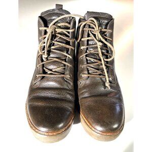 Blackstone Mens BrownLeather Lace-Up Ankle Boots Size 44 Made In Indonesia D